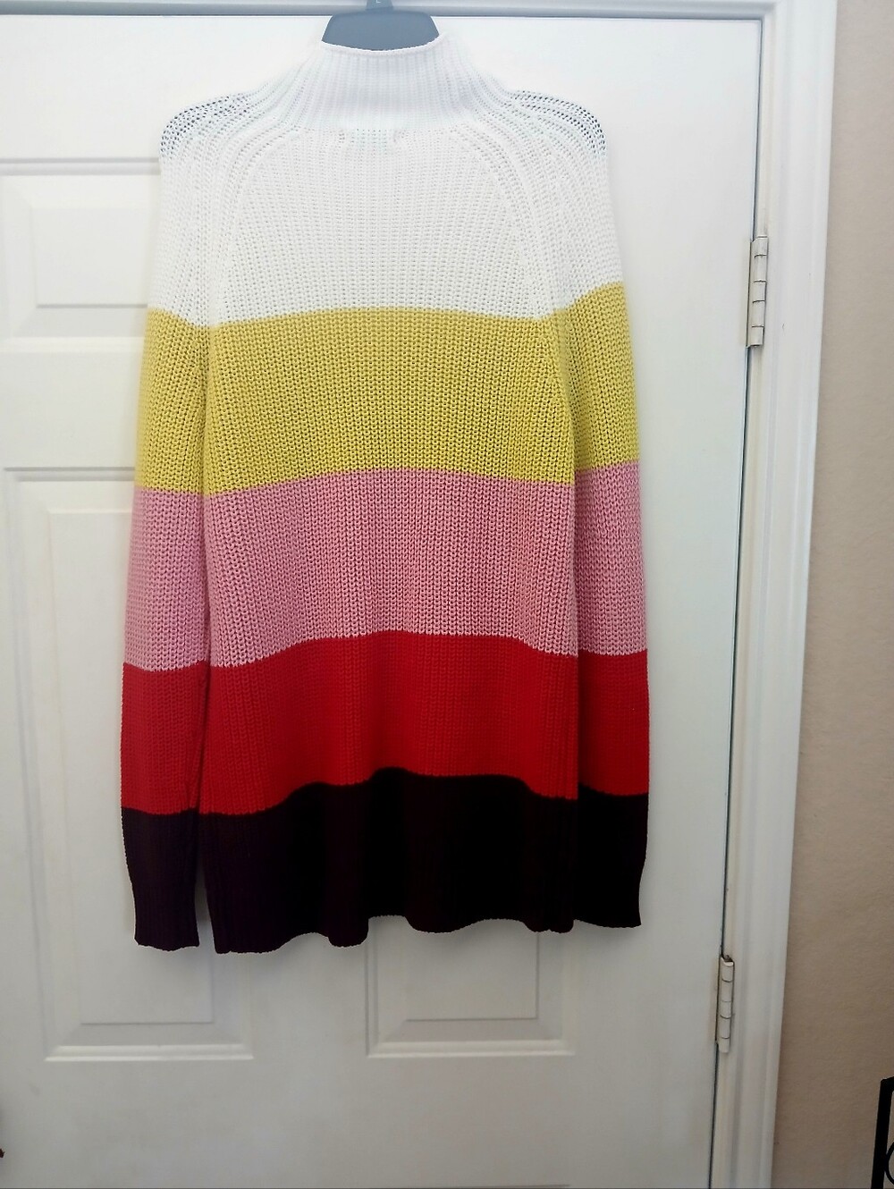 Striped Multi-Color Knit Sweater- White, Yellow, Pink, Red, Black